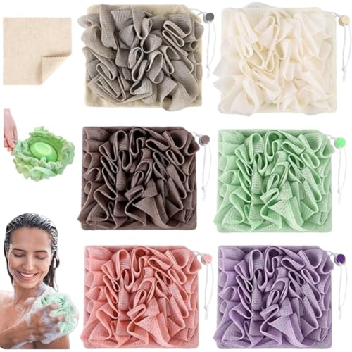 Washcloth Loofah Combo 2in4 Loufee Wash Cloth That Holds Bar SoapExfoliation Mesh Shower Ball for Body WashSmooth SkinFree Loofah Dish Towel